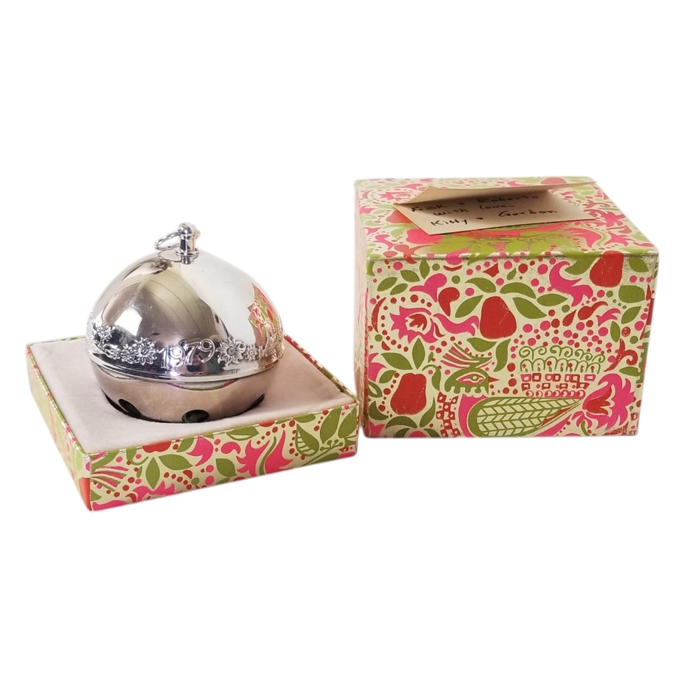 WALLACE Silversmiths 1979 Silver Plated Sleigh Bell Christmas Ornament With Box - Picture 7 of 7